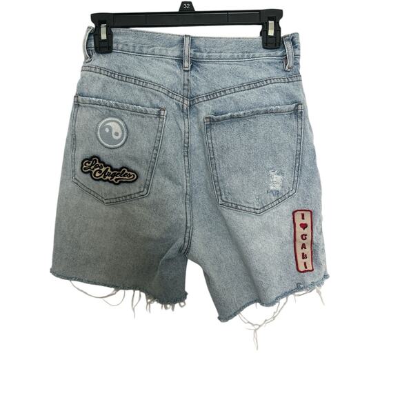 PacSun Shorts Womens 27 Blue Denim Patches Cutoff Distressed Dad Short High Rise - Picture 2 of 8
